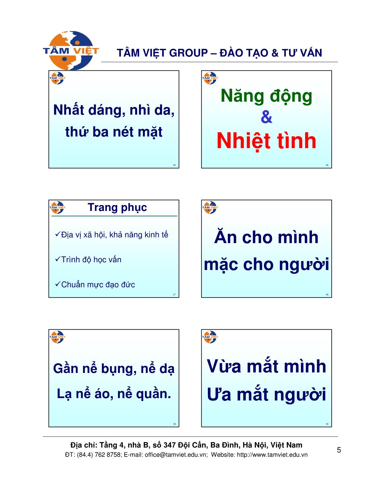 Bài giảng Kỹ năng thuyết trình - Giao tiếp phi ngôn từ trang 5