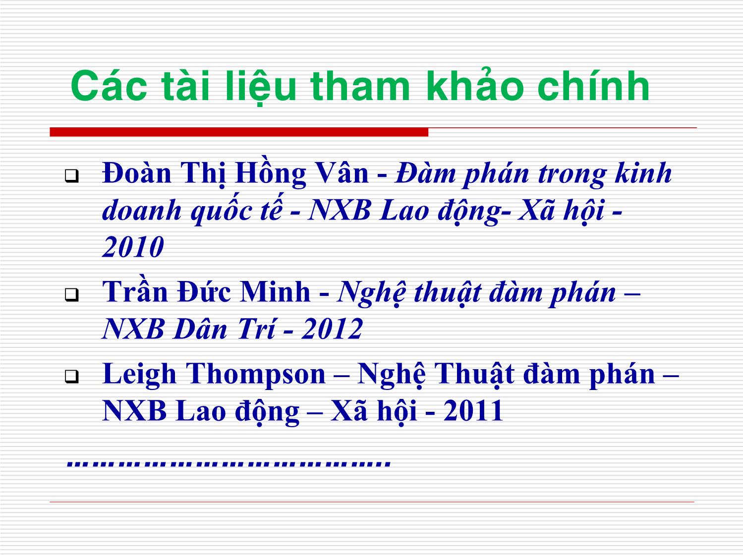 Bài giảng Đàm phán trong kinh doanh - Trần Văn Của trang 8