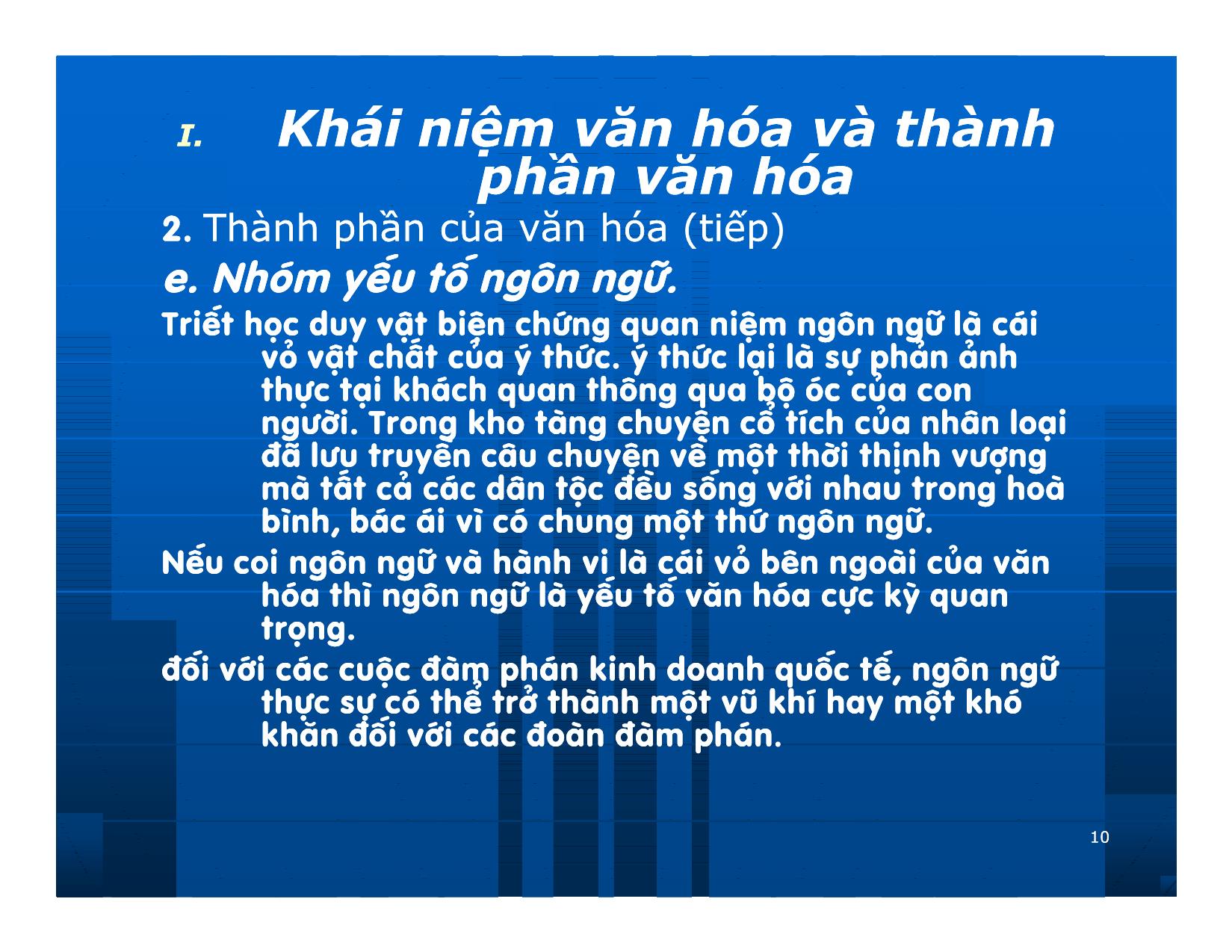 Bài giảng Giao dịch và đàm phán trong kinh doanh - Chương 6: Văn hóa trong giao dịch đàm phán kinh doanh trang 10