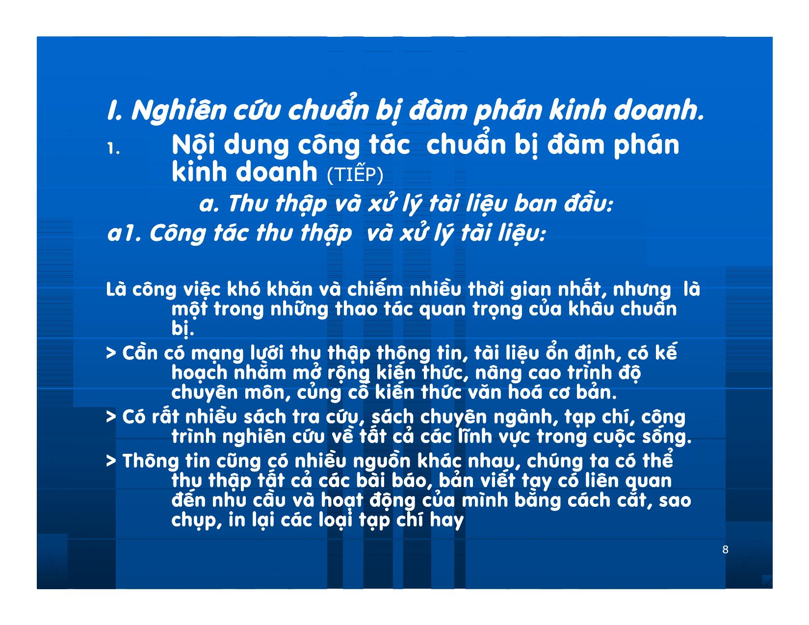 Bài giảng Giao dịch và đàm phán trong kinh doanh - Chương 9: Hoạt động chuẩn bị đàm phán kinh doanh trang 8