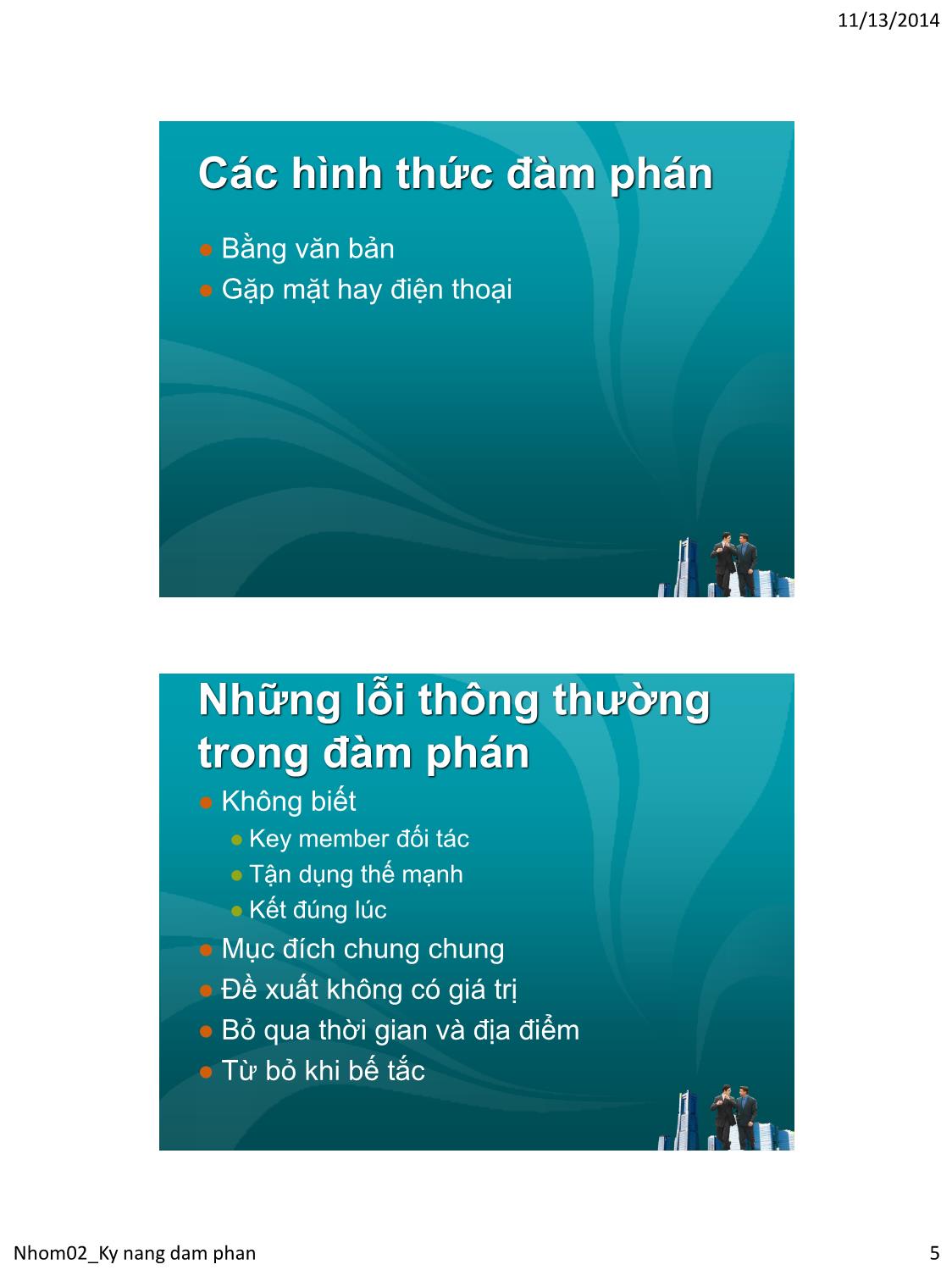 Bài giảng Kỹ năng giao tiếp - Chương 6: Kỹ năng đàm phán trang 5