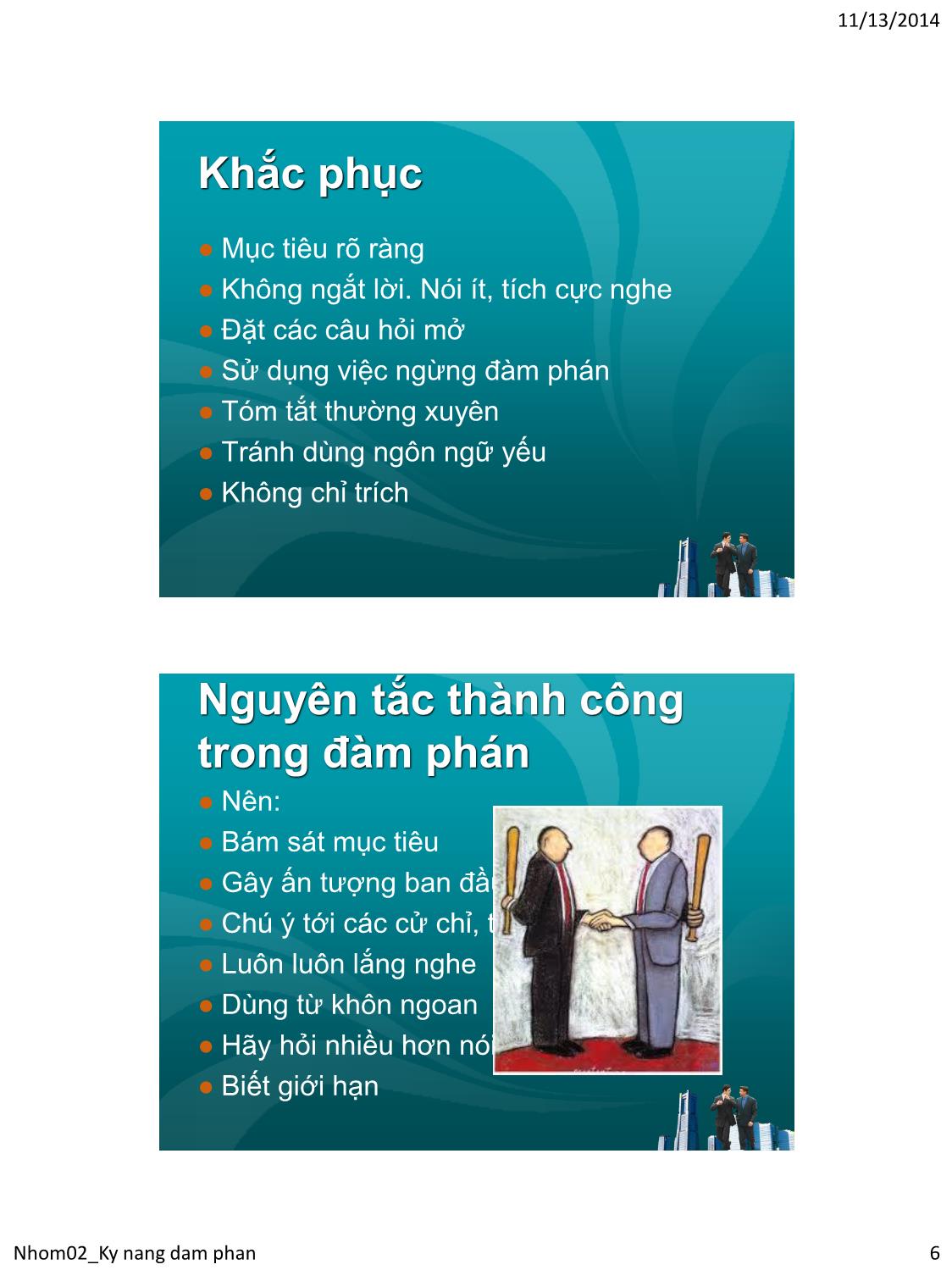 Bài giảng Kỹ năng giao tiếp - Chương 6: Kỹ năng đàm phán trang 6