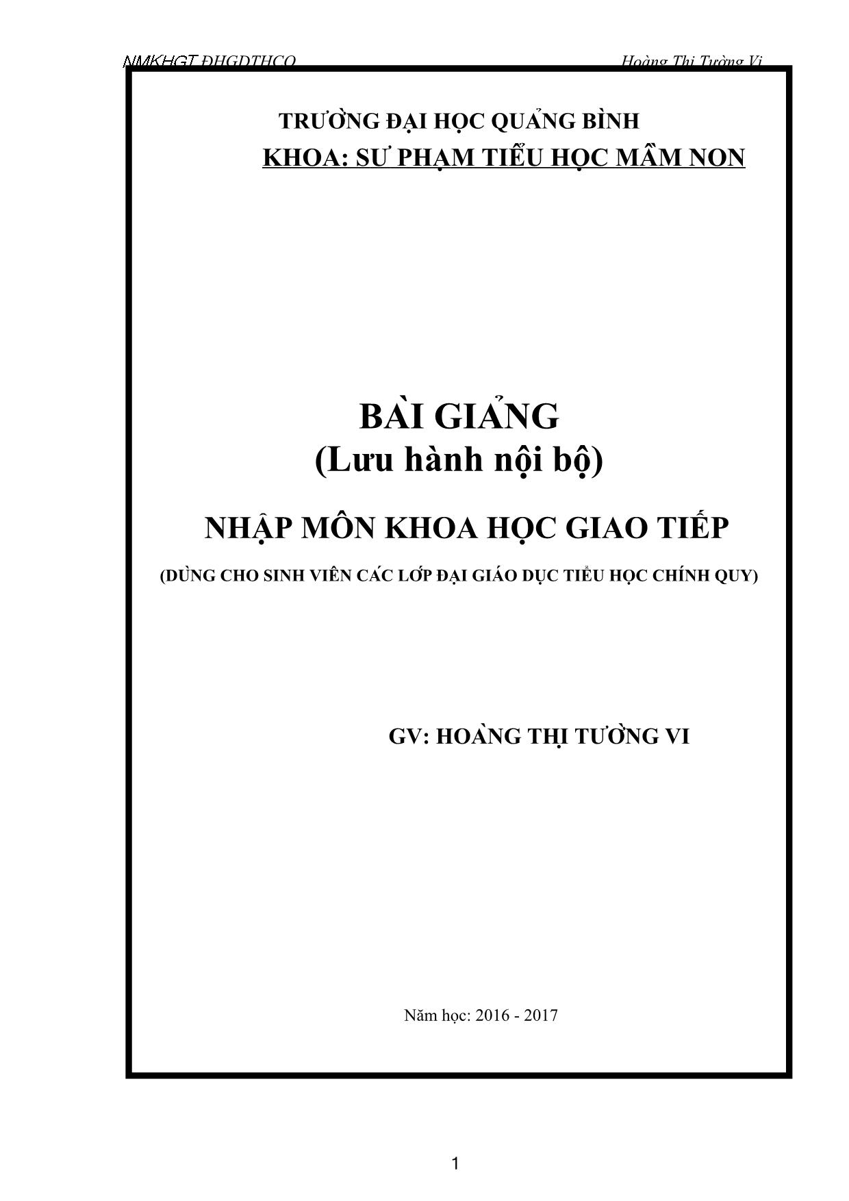 Giáo trình Nhập môn khoa học giao tiếp trang 1