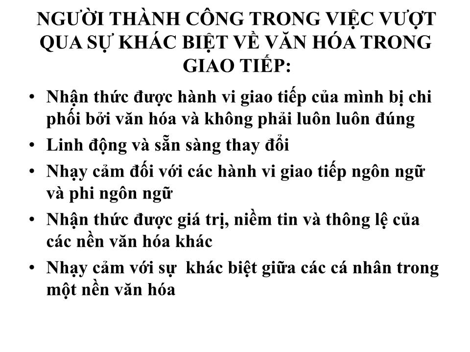 Bài giảng Đàm phán đa văn hóa - Nguyễn Đông Triều trang 10