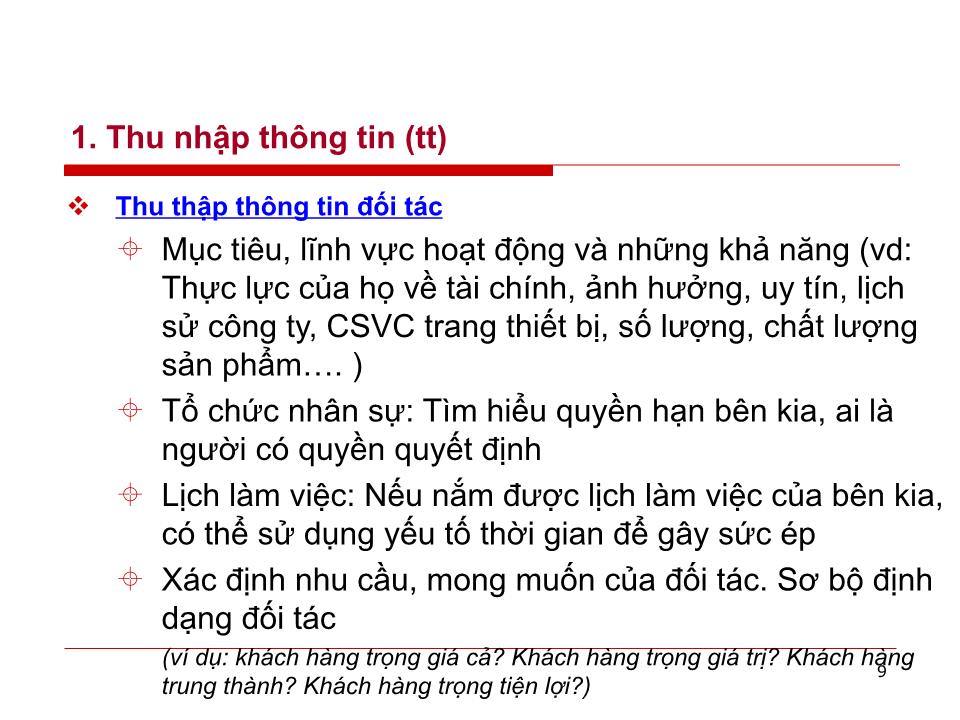 Bài giảng Đàm phán kinh doanh - Chương 2: Tổ chức đàm phán kinh doanh - Huỳnh Minh Triết trang 9