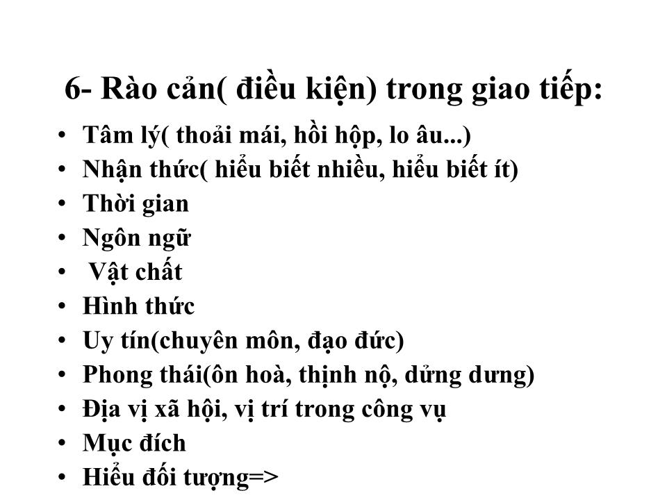 Bài giảng Văn hoá giao tiếp trong công sở trang 10