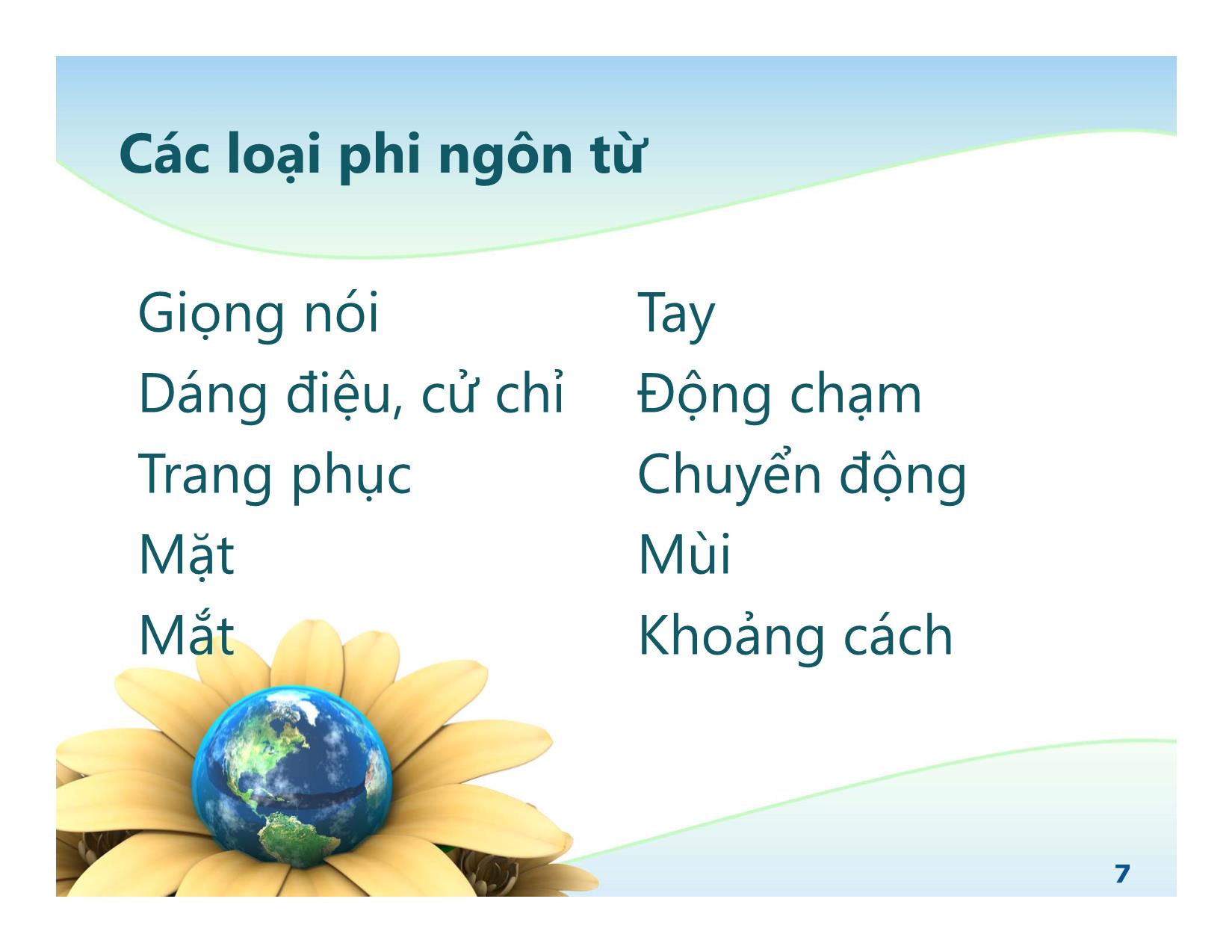 Bài giảng Giao tiếp phi ngôn từ trang 7