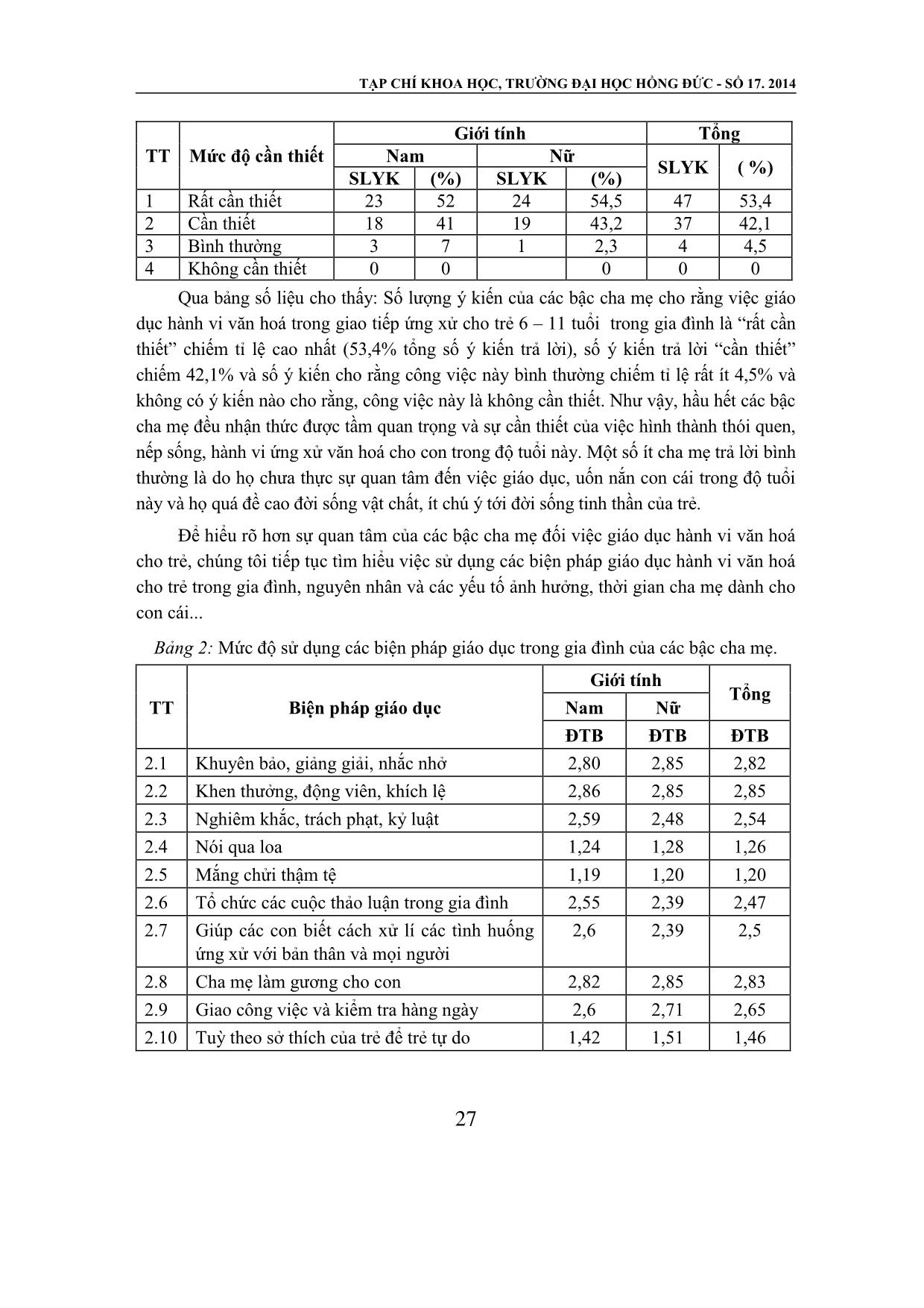 Biện pháp giáo dục hành vi văn hóa trong giao tiếp ứng xử cho trẻ (6-11 tuổi) trong gia đình hiện nay trang 2