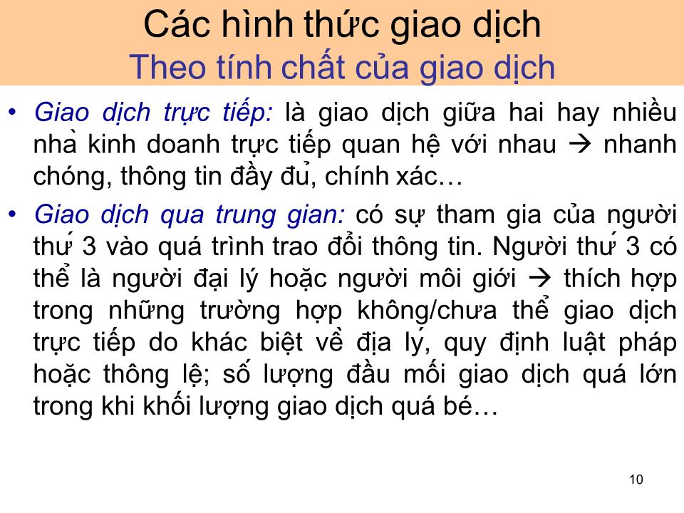 Bài giảng Giao dịch đàm phán - Bài 1: Tổng quan về giao dịch kinh doanh trang 10