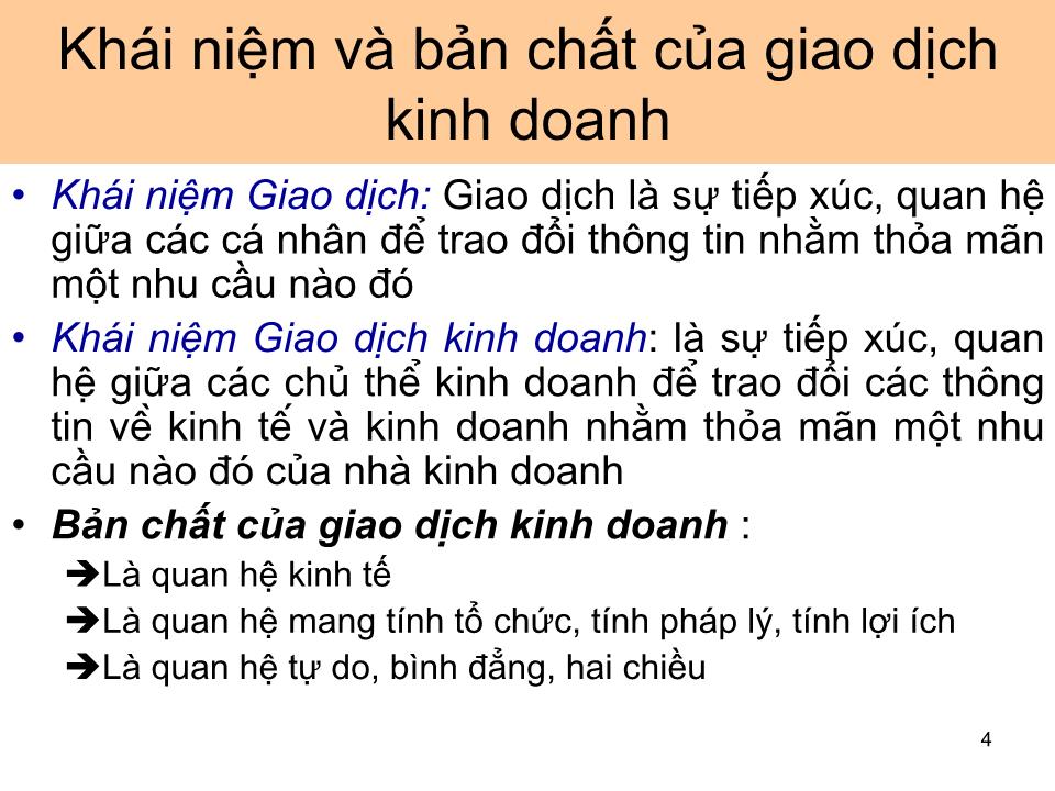 Bài giảng Giao dịch đàm phán - Bài 1: Tổng quan về giao dịch kinh doanh trang 4