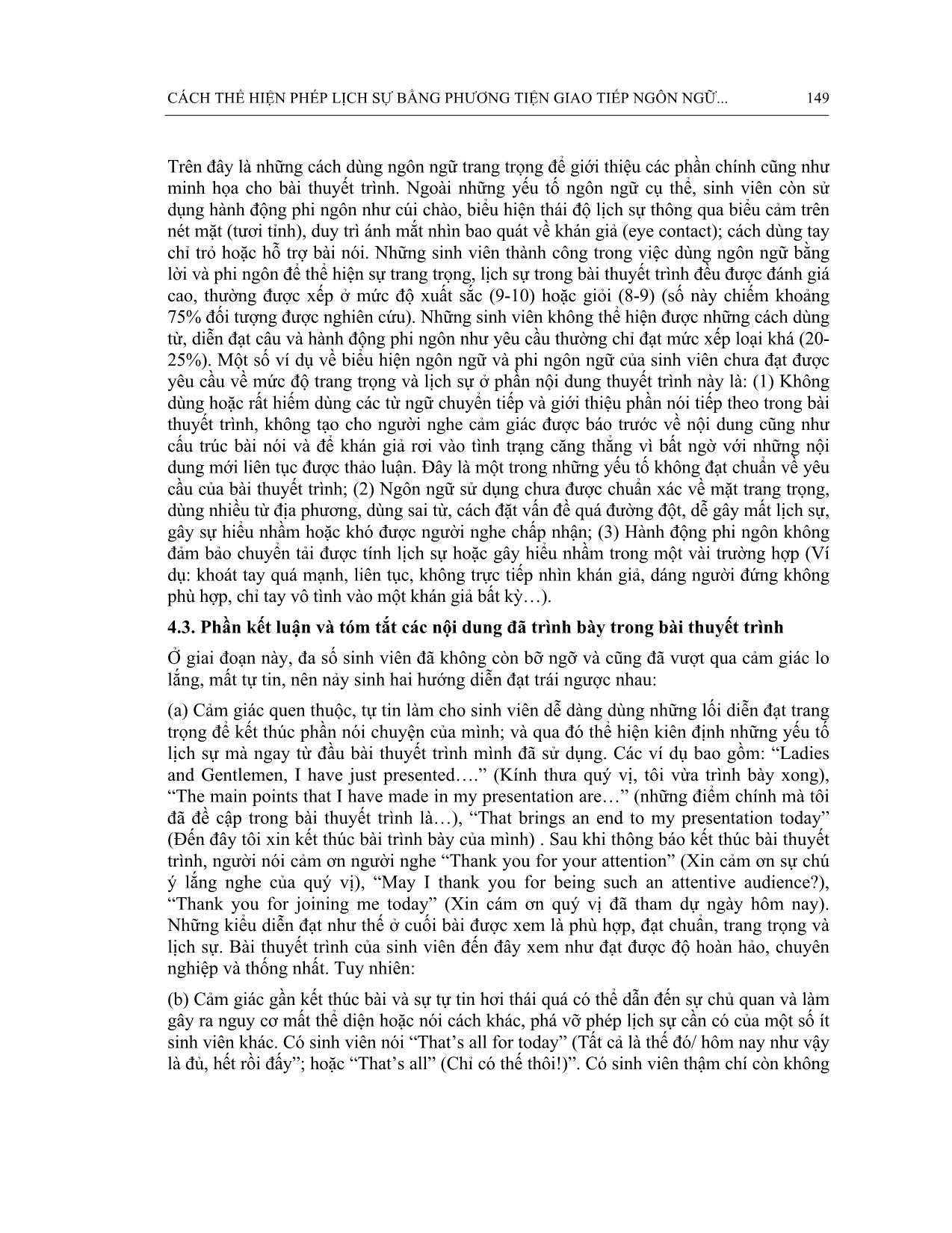 Cách thể hiện phép lịch sự bằng phương tiện giao tiếp ngôn ngữ và phi ngôn ngữ trong các bài thuyết trình tiếng anh của sinh viên trường đại học ngoại ngữ - Đại học Huế trang 8