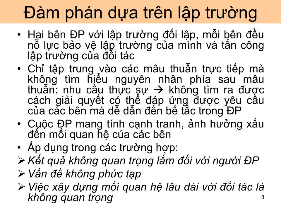 Bài giảng Giao dịch đàm phán - Bài 2: Tổng quan về đàm phán kinh doanh trang 8