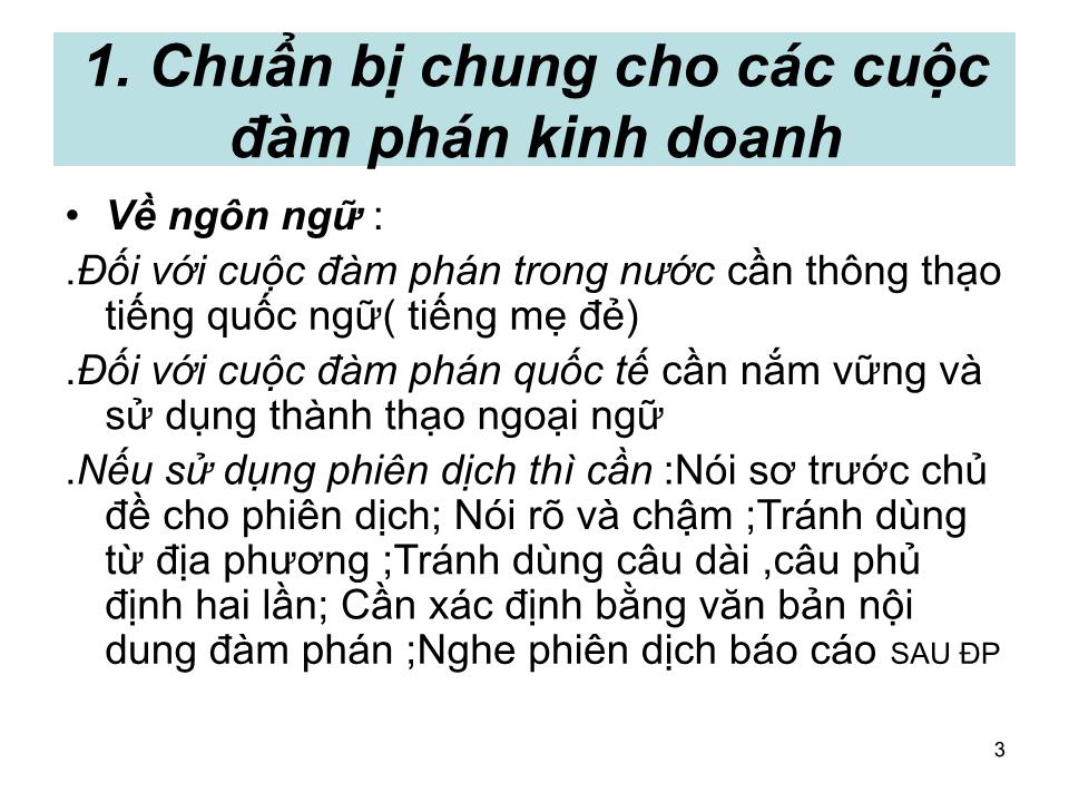 Bài giảng Giao dịch đàm phán - Bài 3: Chuẩn bị đàm phán trang 3