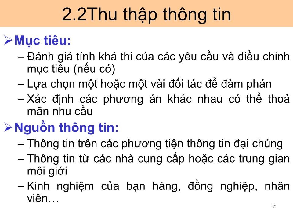 Bài giảng Giao dịch đàm phán - Bài 3: Chuẩn bị đàm phán trang 9