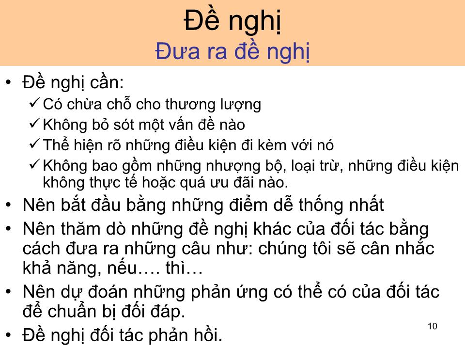 Bài giảng Giao dịch đàm phán - Bài 4: Tiến hành đàm phán trang 10