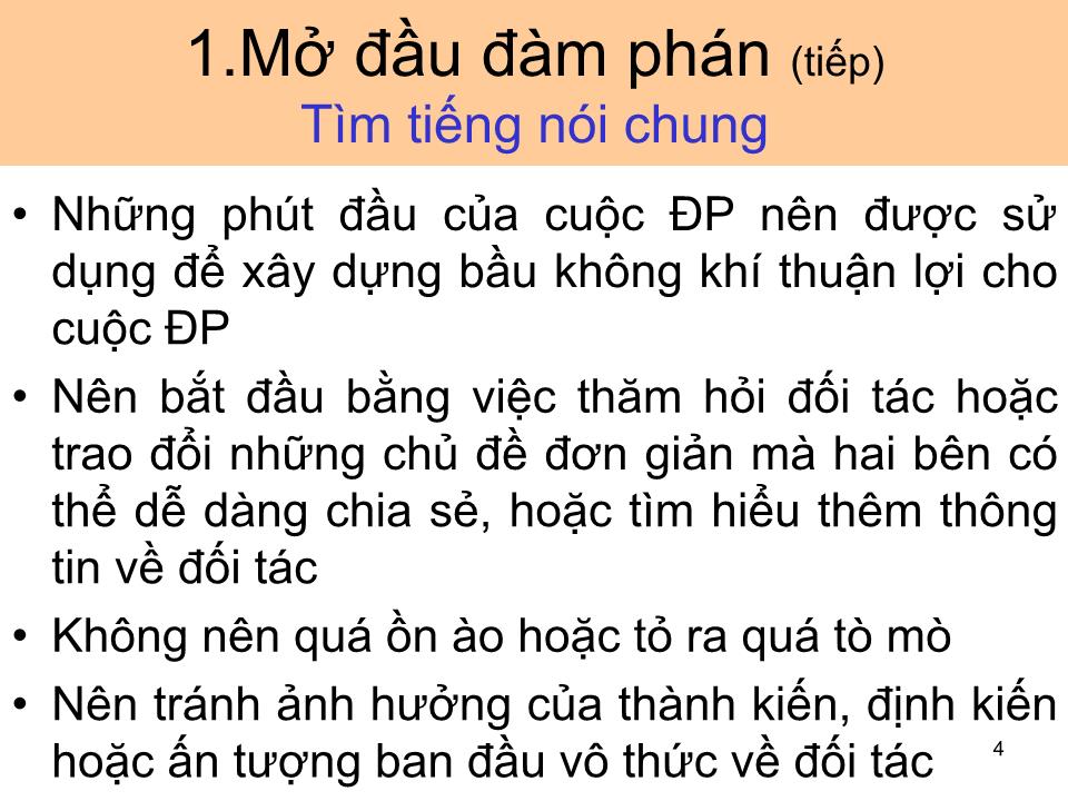 Bài giảng Giao dịch đàm phán - Bài 4: Tiến hành đàm phán trang 4