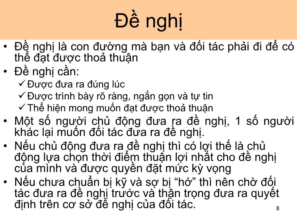 Bài giảng Giao dịch đàm phán - Bài 4: Tiến hành đàm phán trang 8