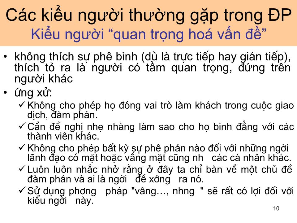 Bài giảng Giao dịch đàm phán - Bài 5: Tâm lý và văn hoá trong đàm phán trang 10