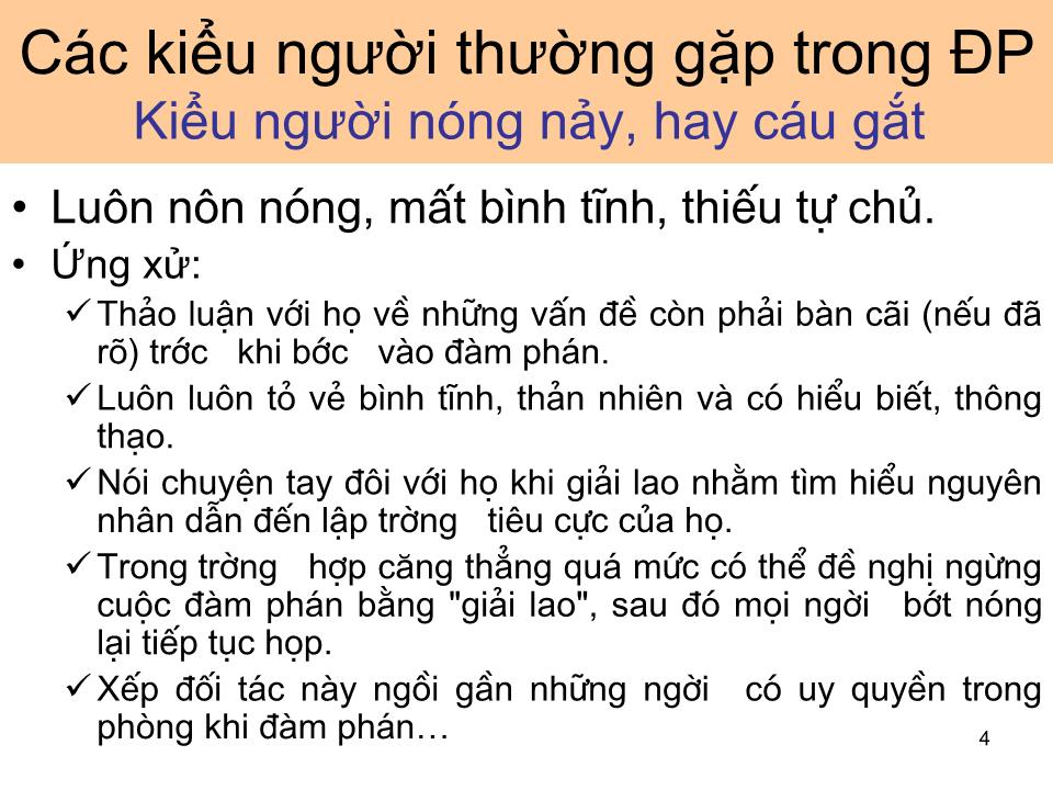 Bài giảng Giao dịch đàm phán - Bài 5: Tâm lý và văn hoá trong đàm phán trang 4