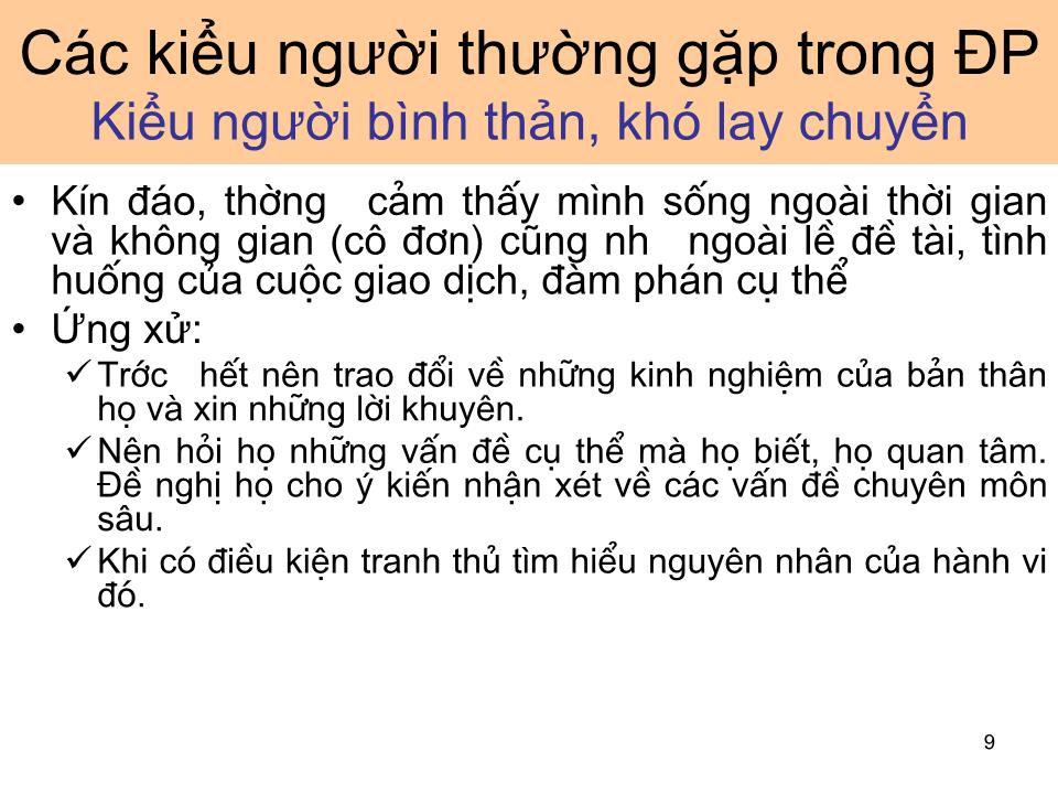 Bài giảng Giao dịch đàm phán - Bài 5: Tâm lý và văn hoá trong đàm phán trang 9