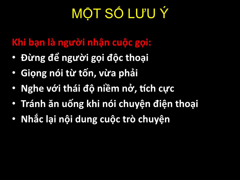 Bài thuyết trình Kỹ năng giao tiếp qua điện thoại trang 10