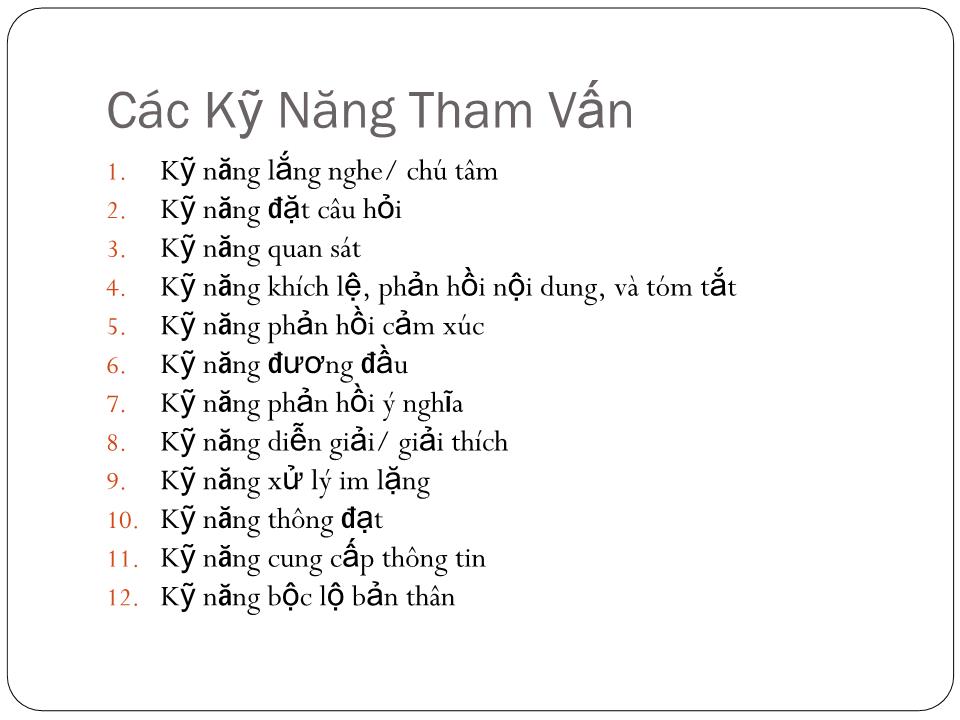 Bài giảng Khái quát các kỹ năng tham vấn trang 2