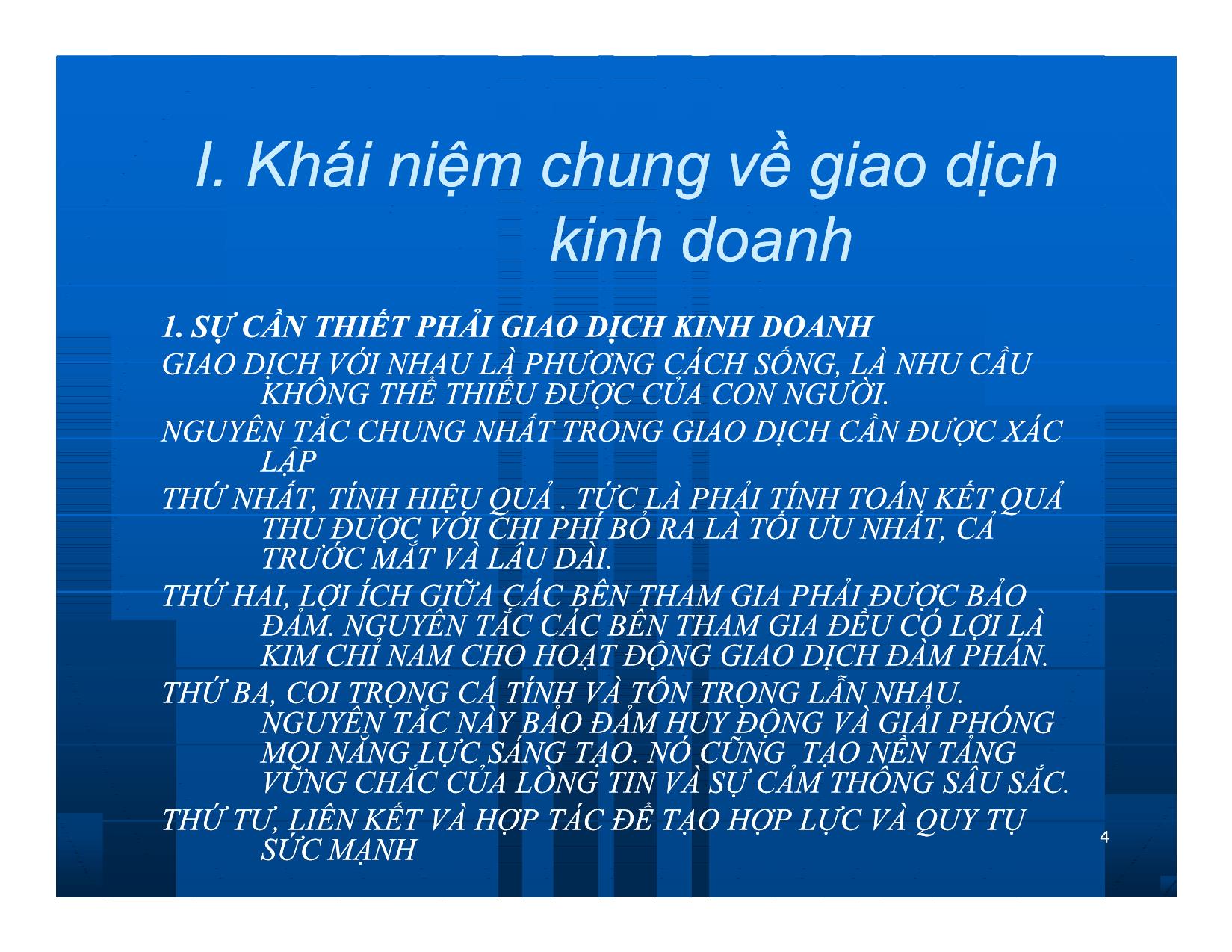 Bài giảng Giao dịch và đàm phán trong kinh doanh - Chương 2: Những vấn đề cơ bản của giao dịch kinh doanh trang 4