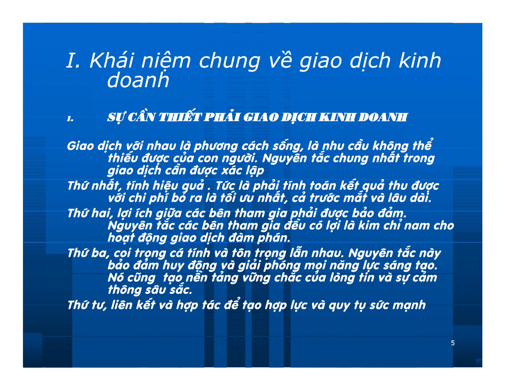 Bài giảng Giao dịch và đàm phán trong kinh doanh - Chương 2: Những vấn đề cơ bản của giao dịch kinh doanh trang 5