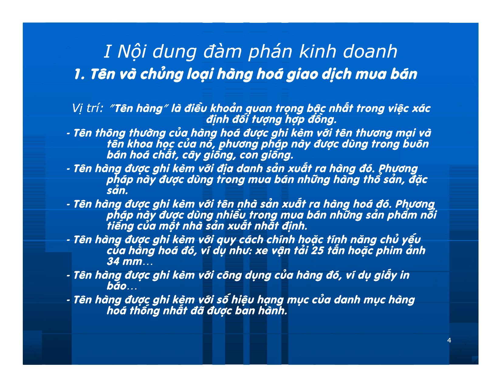 Bài giảng Giao dịch và đàm phán trong kinh doanh - Chương 8: Nội dung, phương thức và các chiến lược đàm phán trong kinh doanh trang 4