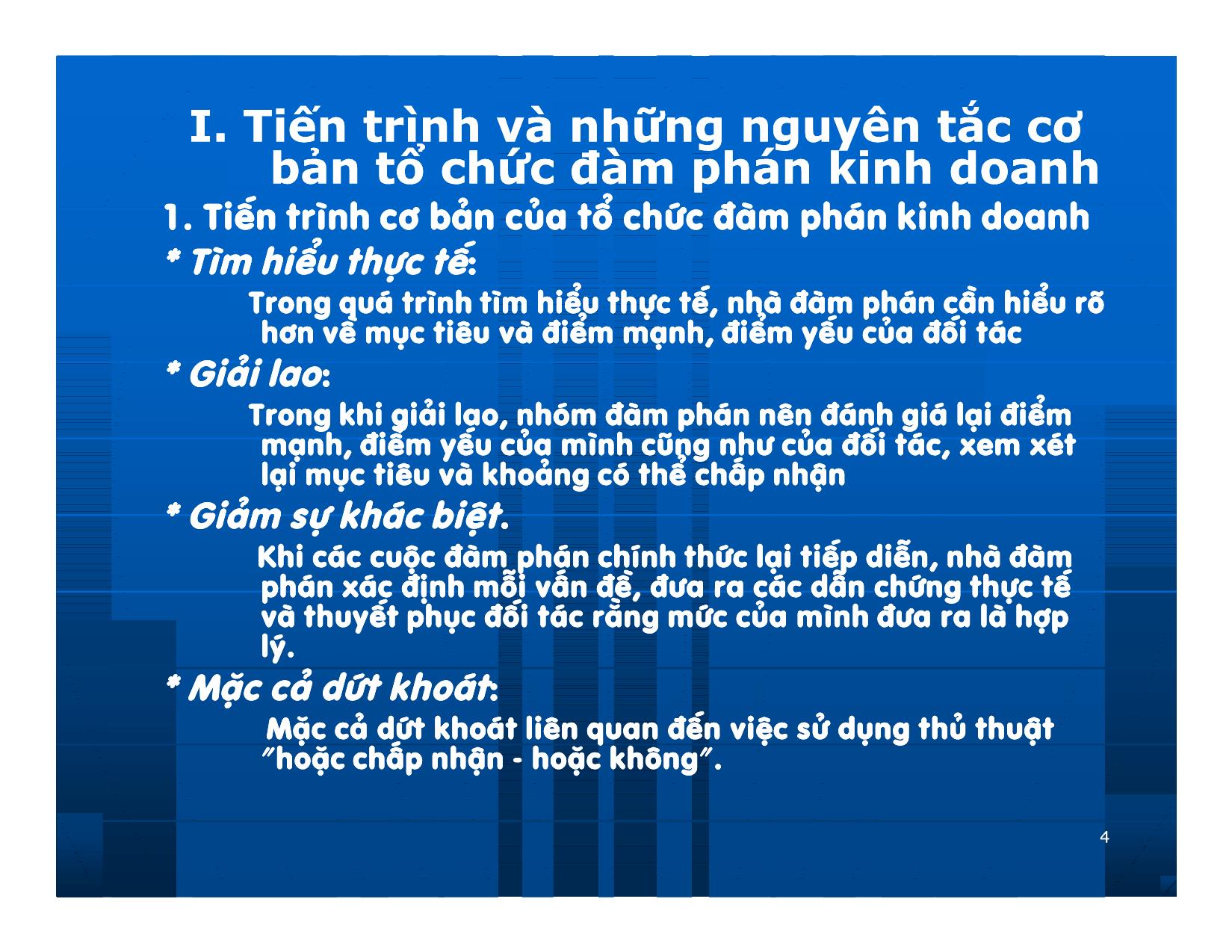 Bài giảng Giao dịch và đàm phán trong kinh doanh - Chương 10: Tổ chức đàm phán kinh doanh trang 4