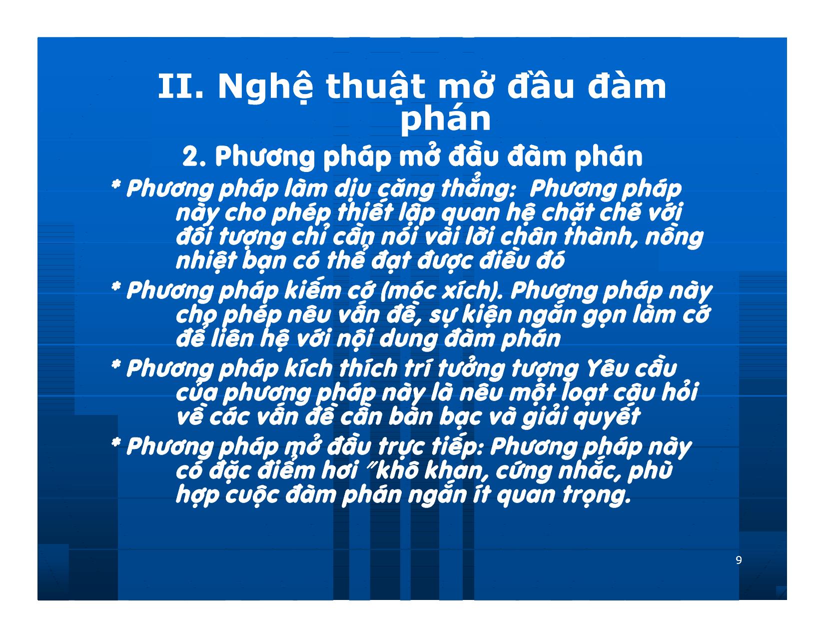 Bài giảng Giao dịch và đàm phán trong kinh doanh - Chương 10: Tổ chức đàm phán kinh doanh trang 9