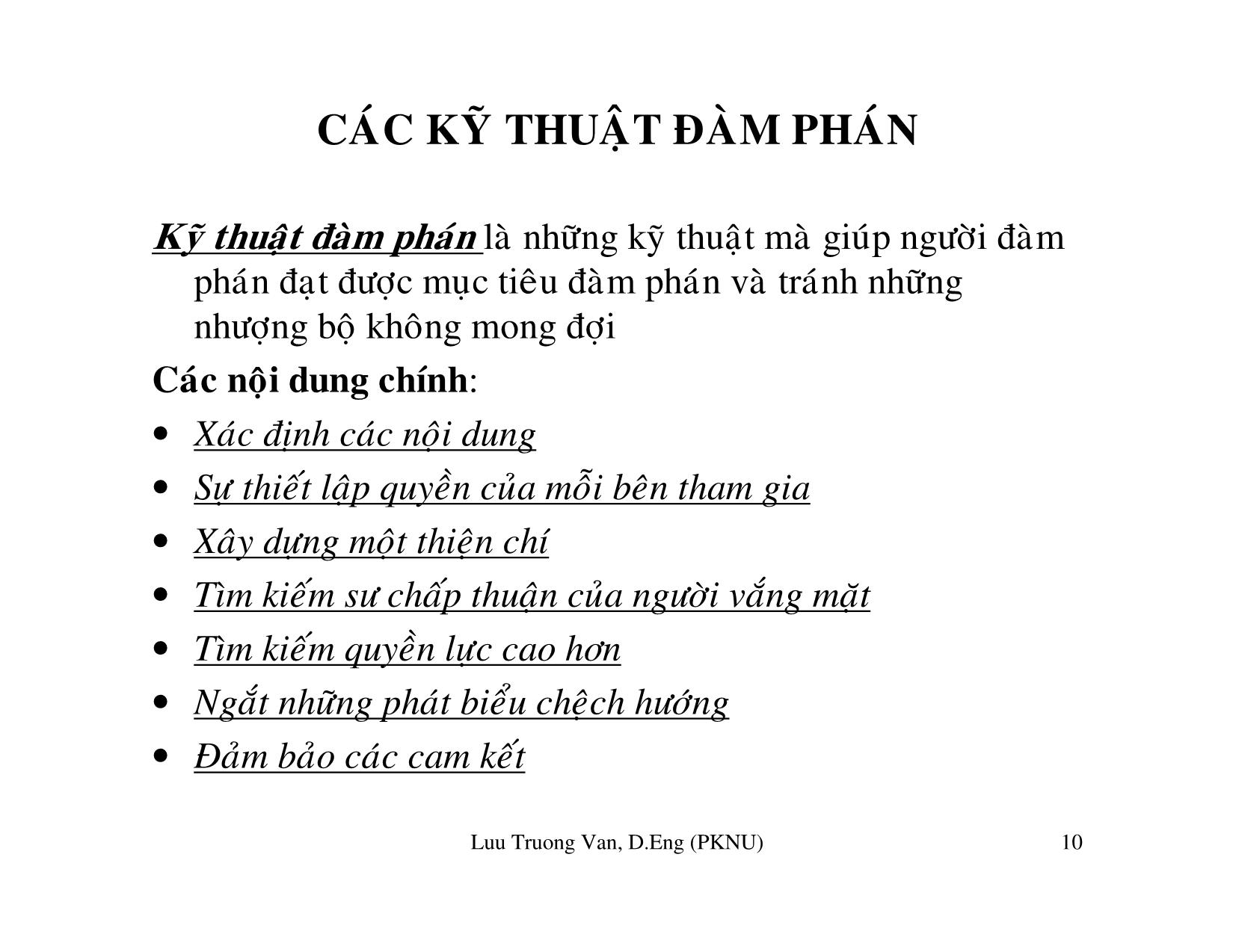 Bài giảng Khái niệm đàm phán trong quản lý dự án trang 10