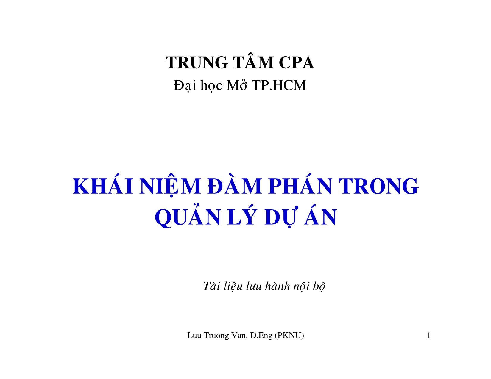 Bài giảng Khái niệm đàm phán trong quản lý dự án trang 1