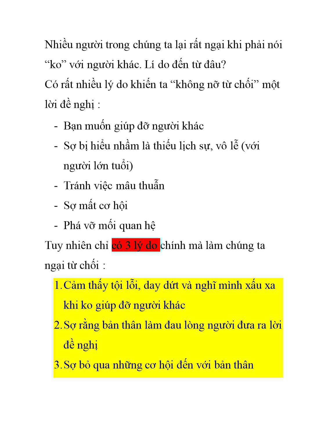 Bài giảng Kĩ năng từ chối trang 2