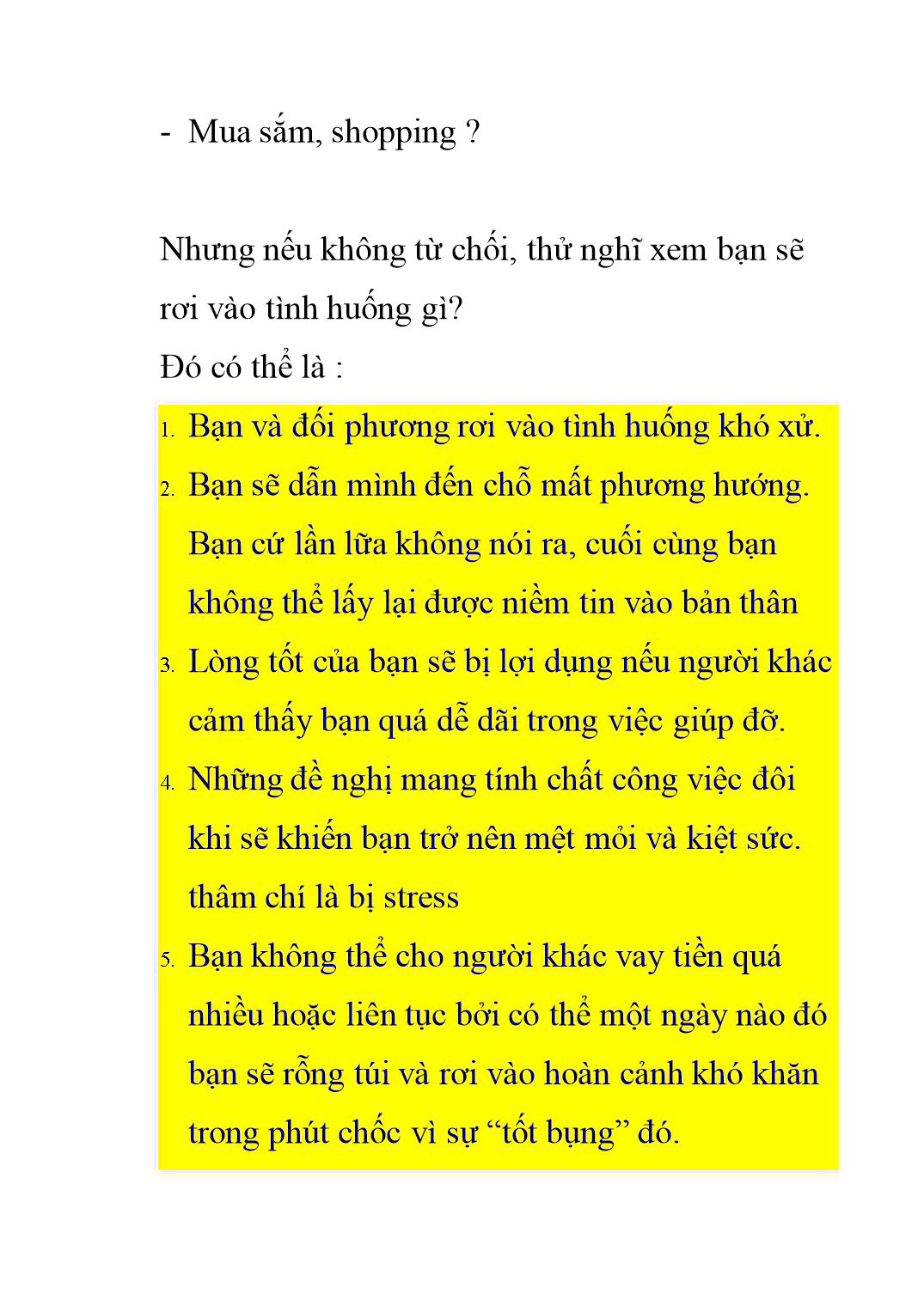 Bài giảng Kĩ năng từ chối trang 4