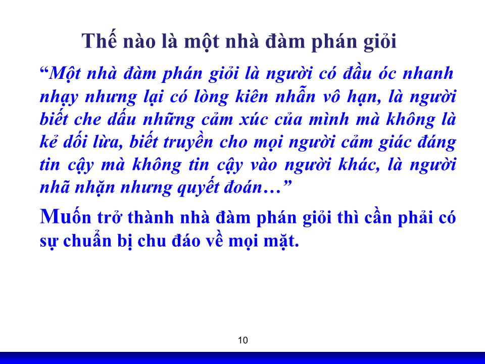 Bài giảng Kỹ năng đàm phán - Chương 4: Chuẩn bị đàm phán kinh doanh trang 10