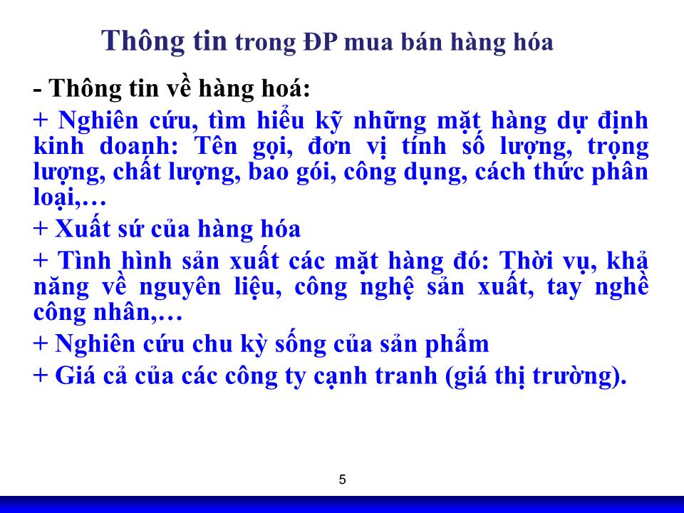 Bài giảng Kỹ năng đàm phán - Chương 4: Chuẩn bị đàm phán kinh doanh trang 5