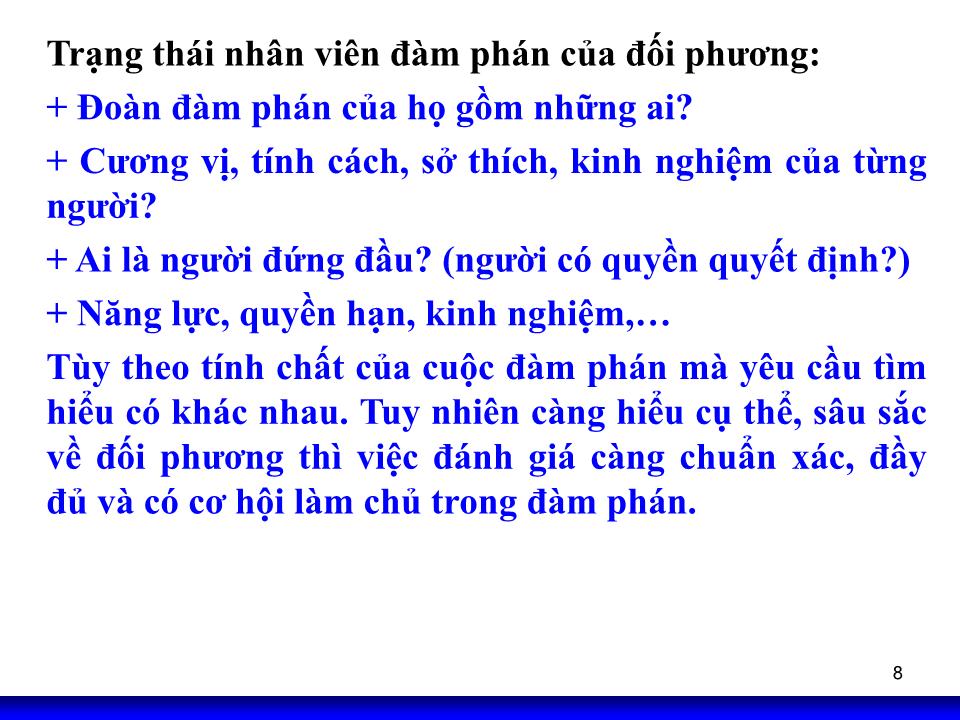 Bài giảng Kỹ năng đàm phán - Chương 4: Chuẩn bị đàm phán kinh doanh trang 8