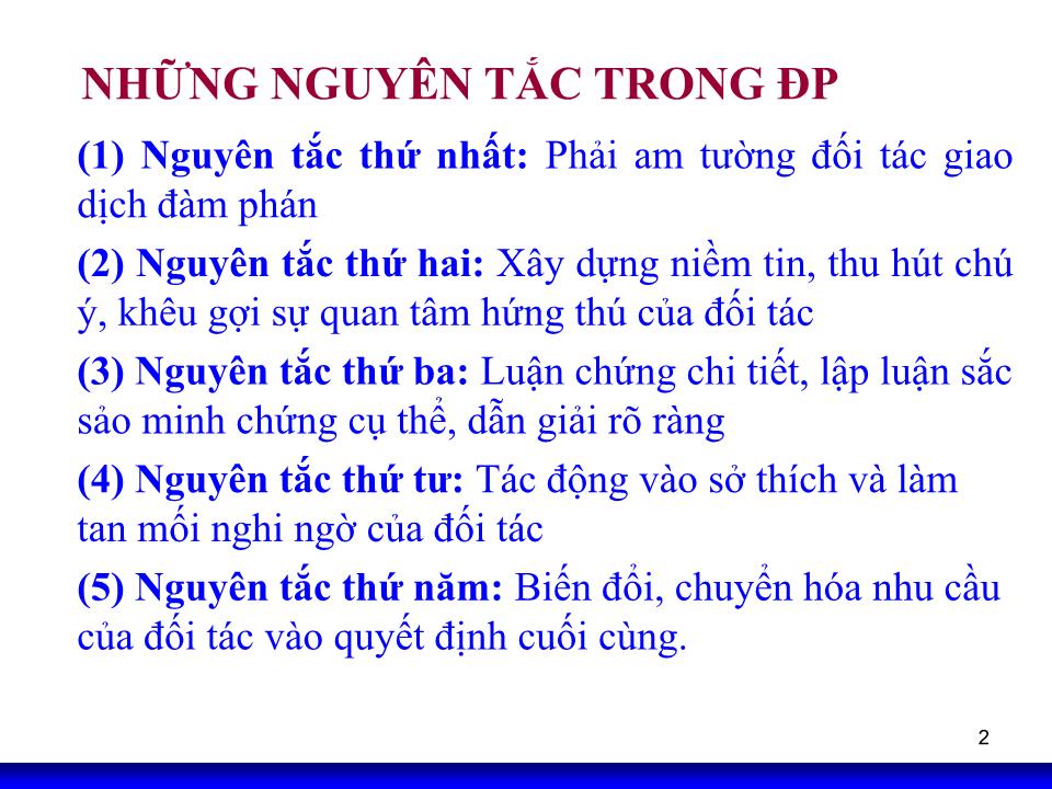 Bài giảng Kỹ năng đàm phán - Chương 5: Tổ chức đàm phán thương mại trang 2