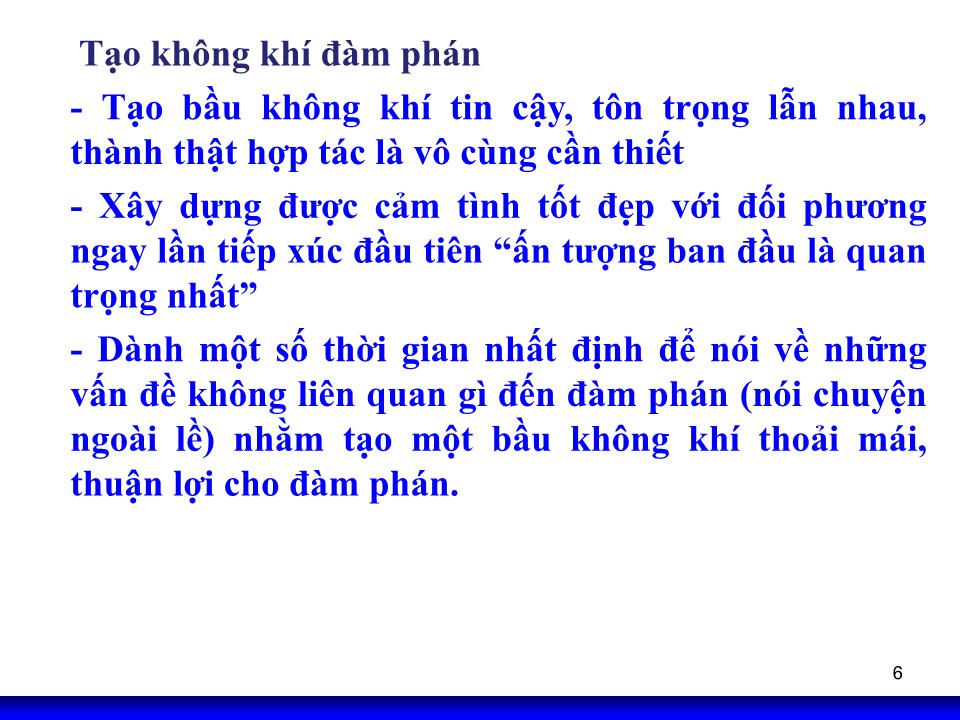 Bài giảng Kỹ năng đàm phán - Chương 5: Tổ chức đàm phán thương mại trang 6