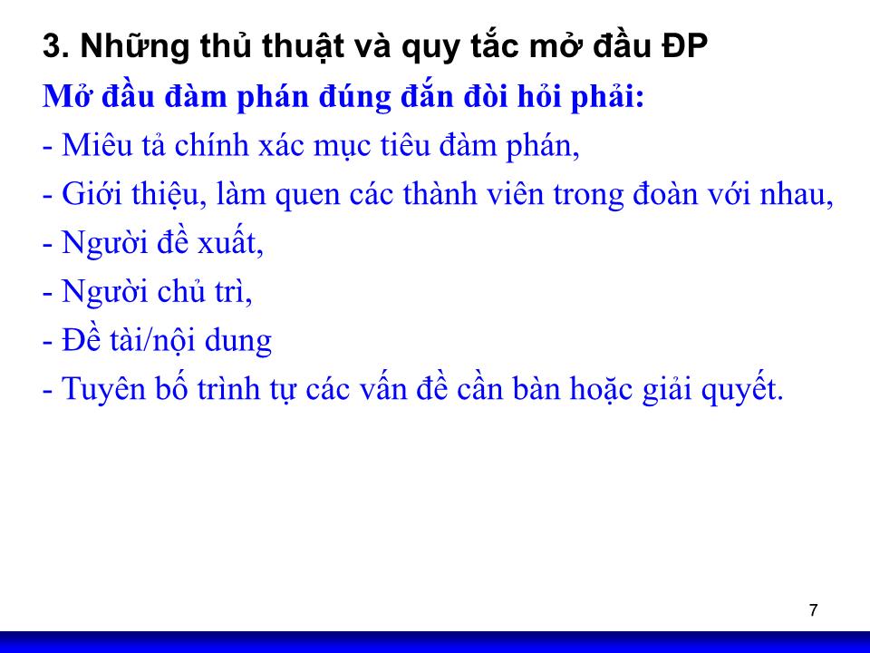 Bài giảng Kỹ năng đàm phán - Chương 5: Tổ chức đàm phán thương mại trang 7