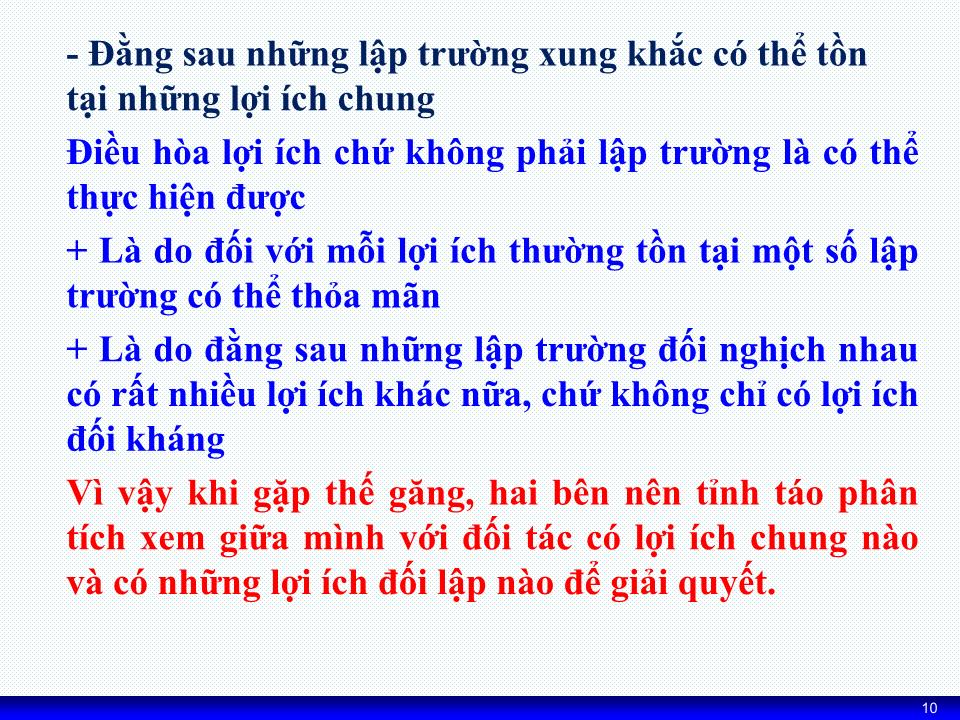 Bài giảng Kỹ năng đàm phán - Chương 7: Kỹ thuật đột phá thế găng (Bế tắc) trong đàm phán trang 10