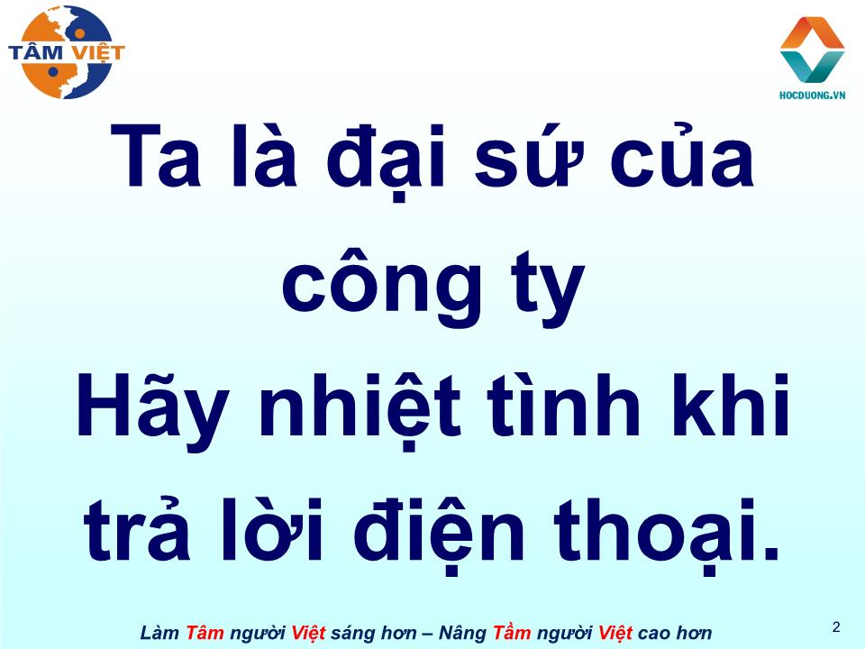 Bài giảng Kỹ năng điện thoại trang 2