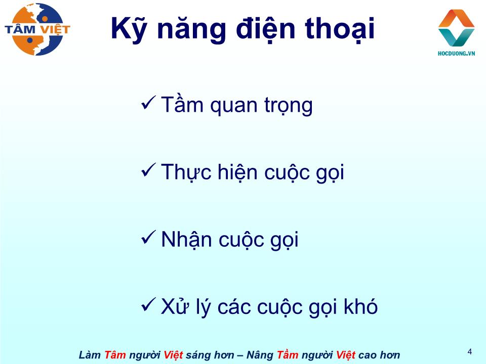 Bài giảng Kỹ năng điện thoại trang 4