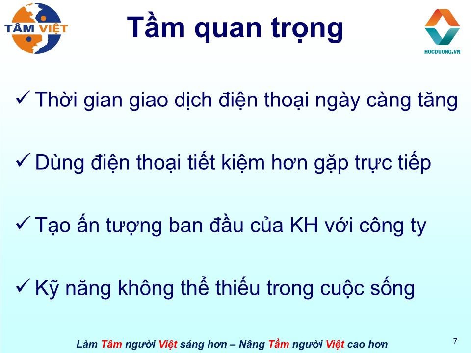 Bài giảng Kỹ năng điện thoại trang 7