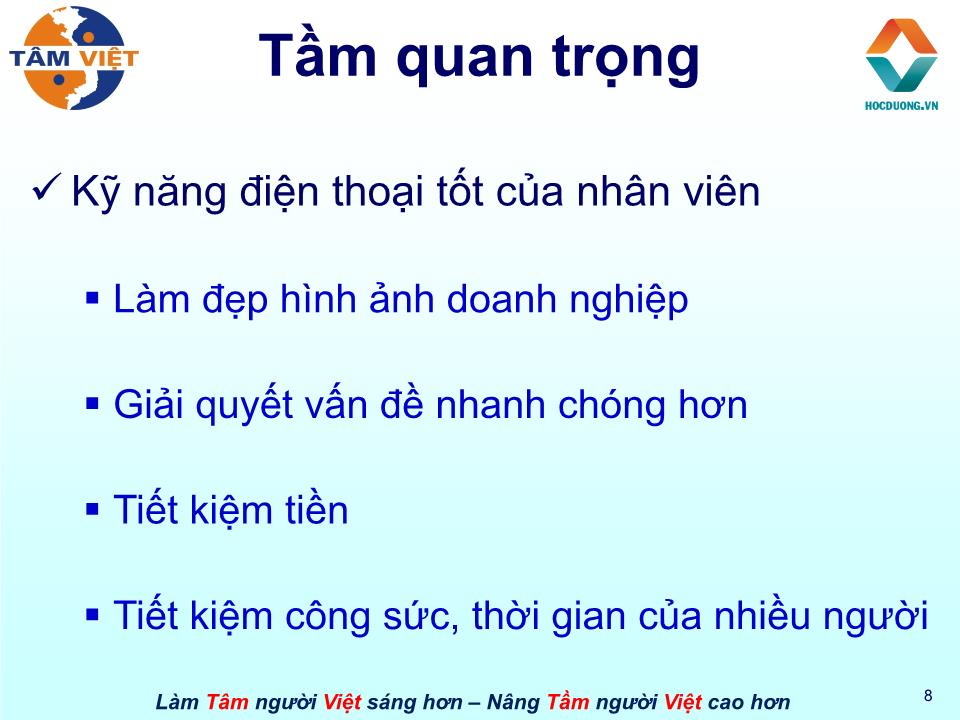 Bài giảng Kỹ năng điện thoại trang 8