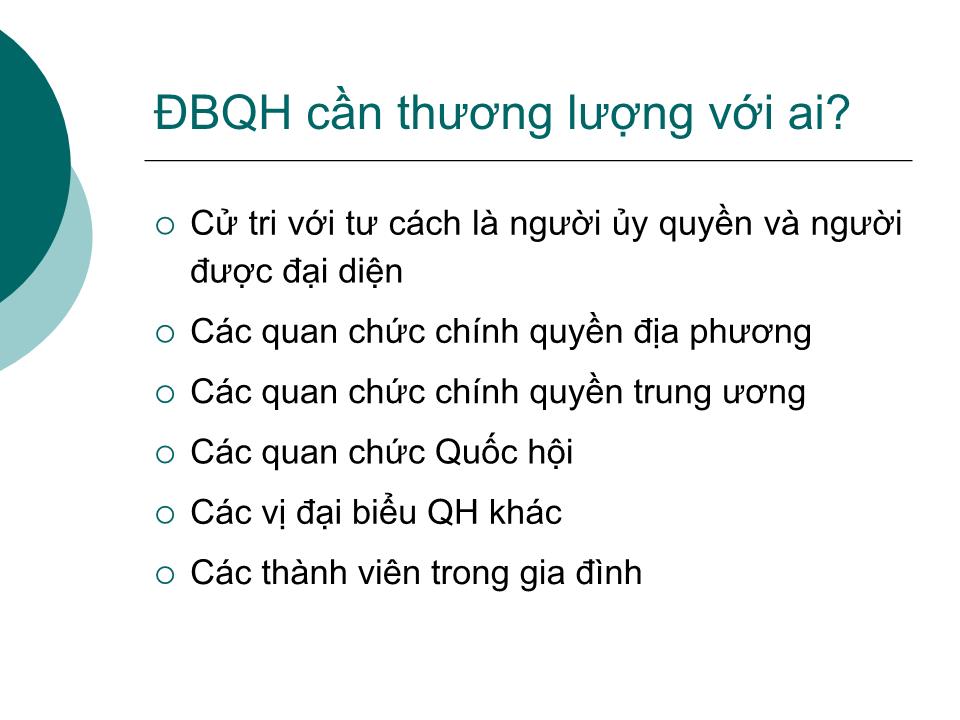 Bài giảng Kỹ năng thương lượng của đại biểu - Nguyễn Sĩ Dũng trang 7