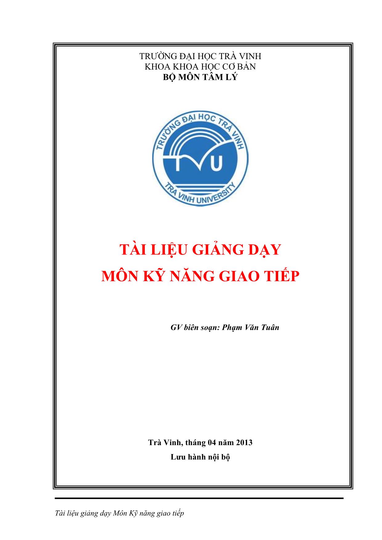 Giáo trình Kỹ năng giao tiếp (Bản mới) trang 1