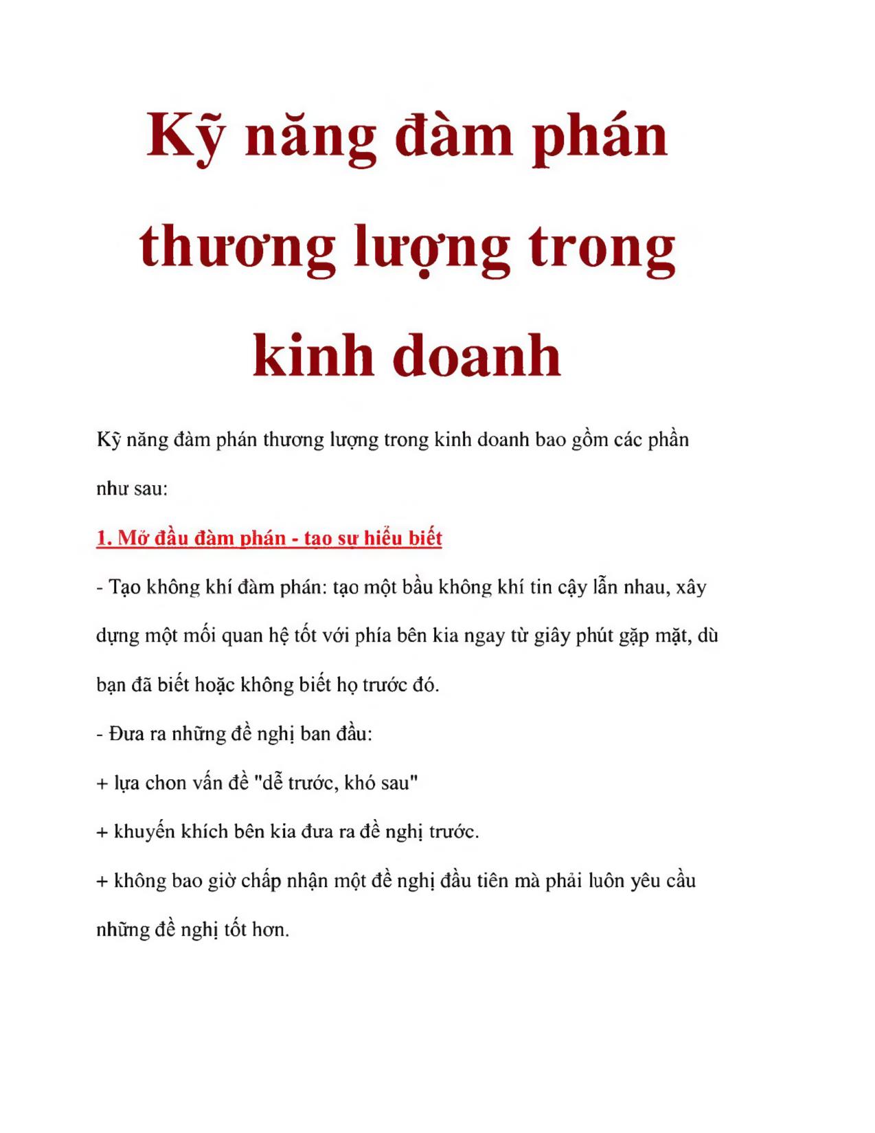 Kỹ năng đàm phán thương lượng trong kinh doanh trang 1