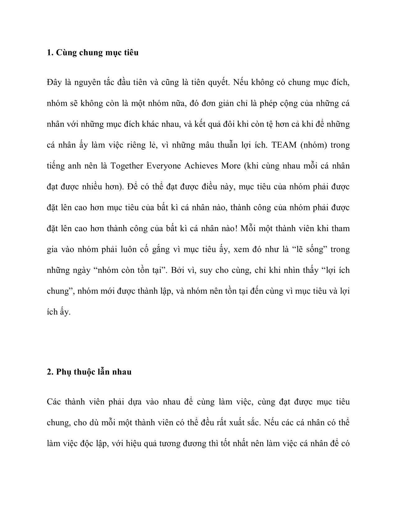 Tài liệu 4 nguyên tắc để có một nhóm hoàn hảo - Kỹ năng làm việc nhóm – Nền tảng cho tương lai trang 2